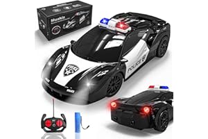 Muakiz Voiture Télécommandée Police, Voiture Telecommandé Enfant Voiture RC Car Jouets pour Garcon Filles 3 4 5 6 7 8 9 Ans avec Rechargeable Battery, des Feux de Police, Phare Avant et Feux Arrière