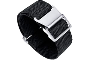 Cinturino Orologio in Nylon Intrecciato Nero, Texture Robusta, 20mm, 2