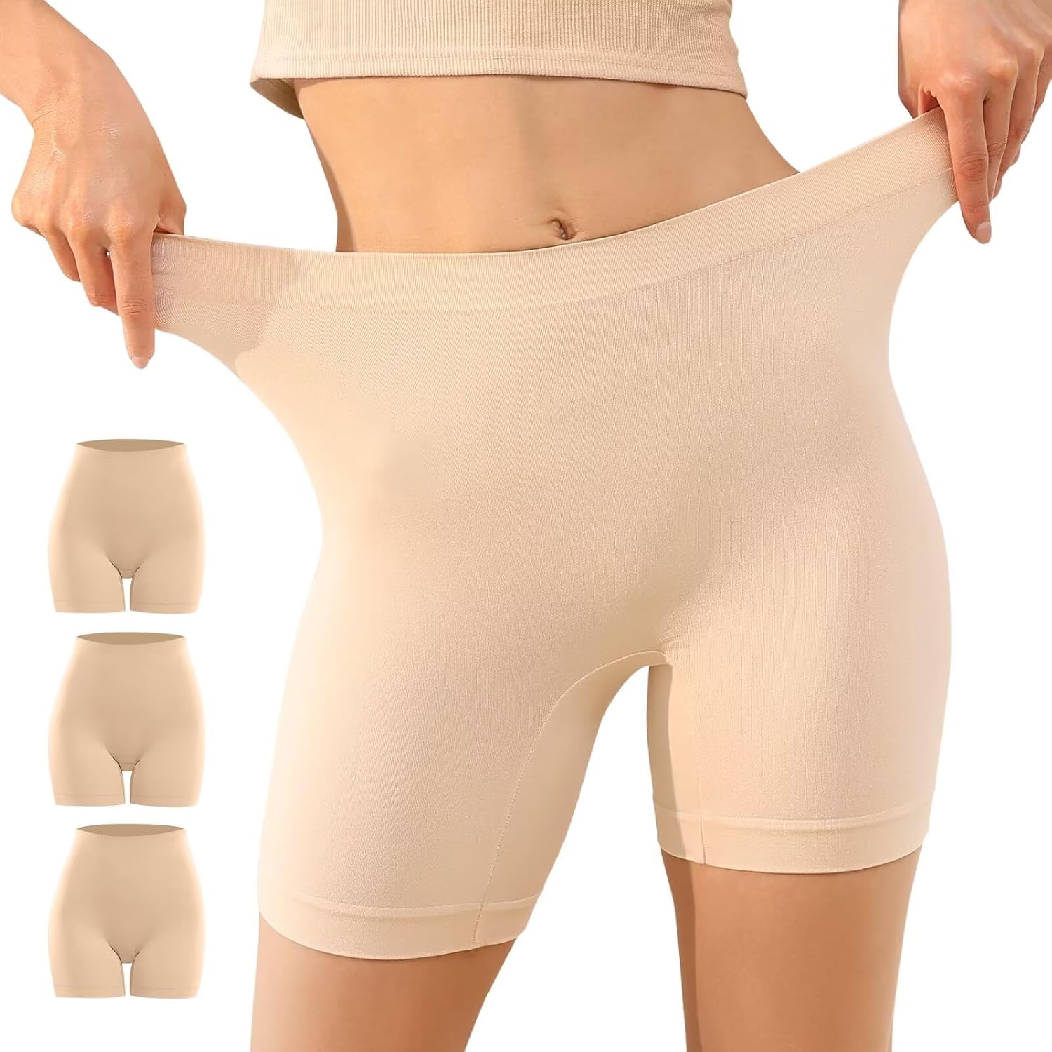 YouShow cycling pants women 3 pack high waist short leg briefs boxer briefs under dress skirt anti chafing short leggings