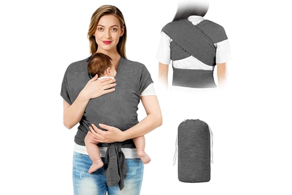 AOOWU Écharpe De Portage, Porte-Bébé Respirant Jusqu'à 15 Kg, Écharpe De Portage Bébé Multifonctionnel Élastique, Écharpe Polyvalente Pour Nouveau-Nés Et Nourrissons, Confortable, Ergonomique, Unisexe