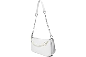 CAMILIFE Sac blanc femme clutches pochette blanche femme mini sacs avec chaîne de perles pochette mariage soiree pour femme sac à bandoulière des années 90