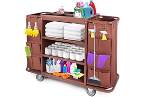 Rolcoassuns Multifunctional Hotel Cart, Commercial Cleaning & Housekeeping Trolley with Large Capacity Bag and Wheels
