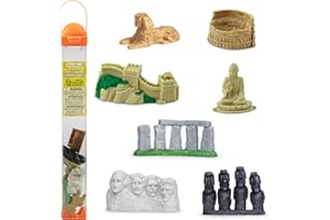 Safari Ltd. Monuments du Monde TOOB - 7 Figurines: Mont Rushmore, Grande Muraille, Têtes de l'île de Pâques, Colisée, Sphinx, Stonehenge - Jouets Éducatifs pour Garçons, Filles & Enfants de 3+ Ans
