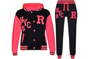 A2Z 4 Kids Unisex Girls Boys Baseball Tracksuit R Fashion Fox and NYC Hoodie with Joggers B.B Contrast Jacket Varsity Style Coat Long Sleeves Sweatpants Sports Activewear Set Childrens Age 2-13 Years