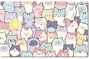 CREATCABIN Naklejka na karty kreskówka koty samoprzylepna karta kredytowa ochrona skóry wodoodporna naklejka karta debetowa dekoracja karty bankowej do transportu kluczy karta kredytowa kobiety mężczyźni przyjaciele 18 x 14 cm