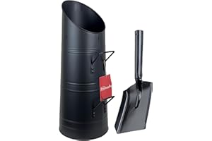 Srendi® Heavy Duty Anthracite 23" Coal Hod, Bucket Coal Scuttle Black High Quality for Fireplace Fire Side with Free Ash Shovel