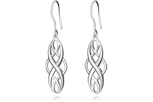 YAFEINI Celtic Earrings for Women Sterling Silver Celtic Knot Twist Dangle Drop Earrings Christmas Gifts for Women Girls (Silver celtic earrings)