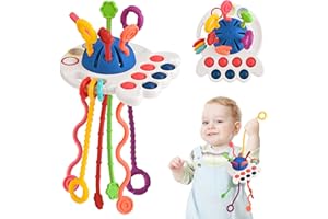 AOVNEA Giochi Montessori 1 Anno, Giochi per Bambini Giocattolo Sensoriale per Abilità Motorie Fini Educativo Giochi da Viaggio, Giochi Montessori per Neonati Bambini 1-3 Ragazzi Ragazze-Blu