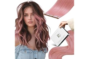 RUNATURE Extension Biadesive Capelli Veri Rosa 35cm 10pcs 20g Extension Capelli Invisibile #Pink