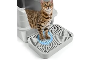 Bartuke Scala in plastica per Gatti, rampa per lettiera con funzione di Filtro, pedale per Filtro Della lettiera per gattini e Gatti anziani, lettiera automatica autopulente (Gris Claro)