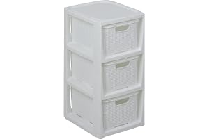 BranQ - Home Essential hylla i rotting design, BPA-fri plast PP, vit, 29,5 x 24 x 48,7 cm, 3 korgar