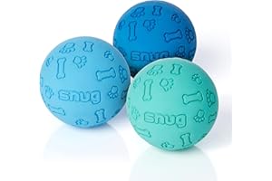 Snug Rubber Dog Balls for Small and Medium Dogs - Tennis Ball Size - Virtually Indestructible (3 Pack - Cool)