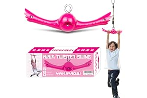 YAMIPROBI Ninja-Twister Swing Spins Set: Slackline Attachments - 360° Handle Twist-Spin Flips Toy Activate Ninja Powers - Ninja Warrior Accessories - Kids Ninja Hang Toys for Playground Backyard,Pink