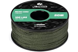 Abma Cord Micro Corde 1,18 mm Paracorde 50M Bobine - Max. 45kg (100lbs) - Vert Militaire
