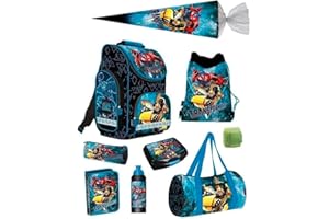 Familando Transformers Schulranzen Set komplett 9-teilig mit Schultüte, Federmappe und Sporttasche · ergonomischer Tornister · Schultasche für Jungen und Mädchen 1. bis 4. Klasse