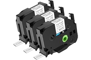 NineLeaf 3 Pack Compatible for Brother 17.7mm Heat Shrink Tubes HSe-241 HSe241 HS-241 Black on White HSe Cables Wires P-Touch Label Tape for PT-D600 P700 P750W E550WVP 9700PC E300VP P900W Label Maker