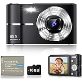 Compact Digital Photo Camera, 50MP 1080P Digital Cameras with 2.4" Screen, 16X Digital Zoom, Mini Video Anti-Vibration Flash