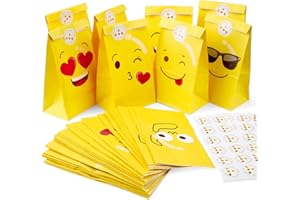 Sacs-cadeaux Papier, MOOKLIN ROAM 48pcs Papier Kraft Sacs Expression Faciale Papier Pochettes avec Autocollant, Petit Kit Cadeau Utilisé dans de bonbons, noix, Party, Anniversaire, Noël, 11.9x7.8x22cm