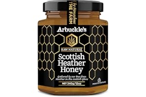 Arbuckle's Raw Scottish Heather Honey - Natural Unprocessed - Pure British Bee Honey, Unfiltered & Unpasteurized Luxury - Sugar Free - from the Scottish Glens (12oz (340g))