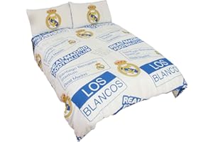 REAL MADRID C.F. Real Madrid CF Kinder Offizielles Patch Fußballwappen Bettwäsche-Set (Einzelbett) (Weiß)