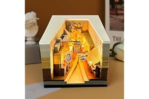LONGJUNJUNFASHION 2024 Calendar Memo Pad with Led Lights Time Piece Calendar Creative Desk Calendar 3D Post Notes Notepad Paper Art Temple Desk Calendar DIY Paper Carving Art Craft (Orange Magic Alley)