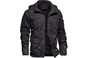 Dr.Cyril Męska kurtka zimowa na co dzień z podszewką polarową bawełna gruba wojskowa taktyczna bluza z kapturem płaszcze robocze z kieszeniami cargo, Szary-01, L