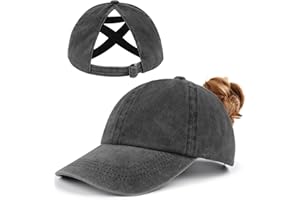 Zylioo Duża czapka z daszkiem z kucykiem, XXL Criss Cross czapka golfowa dla dużych głów, ponadwymiarowa czapka z daszkiem z efektem spranego niechlujnego koka