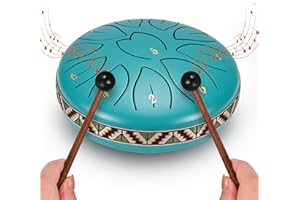 Helangel Steel Tongue Drum,11 Note 6 Inches Rain Drums for Garden,Handpan Drums with Music Book, Mallets and Carry Bag,Percussion Instrument Gift for Meditation Musical Education Mind Healing