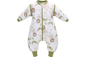 LAT LEE AND TOWN LAT Saco de Dormir con Pies 2.5 TOG, Saco de Dormir de Invierno con Piernas y Mangas Desmontables, 100% Algodón para Bebé