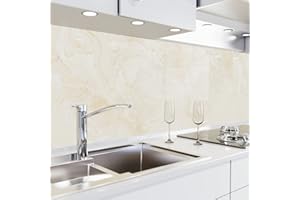 danario Crédence Adhésive pour Cuisine | Protège Mur Cuisine | Mural Décoratif Autocollant | 0,37 mm | Opaco | Beige marbré - 60cm x 220cm