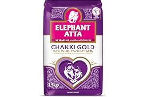 Elephant Atta Chakki Gold Chapatti Flour | Atta | Premium Flour | Naan Flour | Roti Flour | Chakki Atta | Chakki Flour | Chaki Flour | Plain Flour | (1.5kg)