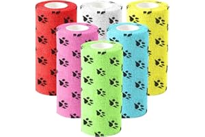 XUELIYUN 6 Roll 10cm Dog First Aid Kit Pet Vet Wrap Self Adhesive Bandage Self Adherent Cohesive Bandages Pets First Aid Elastic Bandage Dogs Elastic Bandage Wrap Tape for Dogs Vet Tape Elastic (Multicoloured)