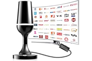 DGUPSP DVBT2 Antenne, zimmerantenne DVB-T & DVB-T2 Antennen mit Verstärker, Großer Reichweite und 360° Empfang, Zimmerantenne für Fernseher mit Starkem Magnetfuß, Geeignet für 4K 1080p & Alle TV-Geräte