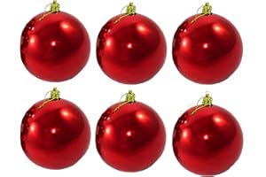 ‎ANNASTORE Weihnachtskugeln aus Kunststoff zum Hängen für den Außenbereich - Frost und Wetterfest - Outdoor Weihnachtkugeln - Christbaumkugeln für draußen (6 Stück Rot 10 cm)