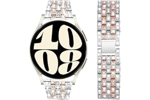VISOOM Kompatibel mit Armband Galaxy Watch 5/Watch 4/Watch 6,Edelstahl Metallarmband Metall Uhrenarmband Mit Diamant für Samsung Galaxy Watch 4 5 6 40MM 44MM/4 Classic 42MM 46MM/5 Pro 45MM