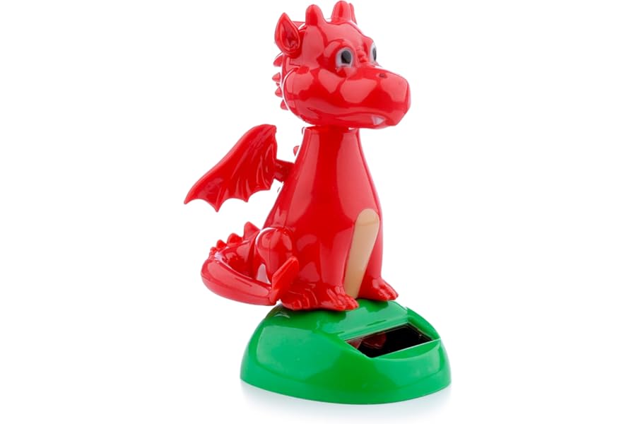 Puckator Welsh Dragon Solar Pal - Home Office Table Desk Dashboard Car Decor Decoration - Gift Ideas - Gifts For Teenage Old Boy Girl Dad Mums - Powered KIds Toys Toy Figure Figures