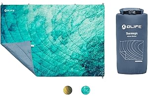 OLIFE Couverture de Camping Pliable Multifonctionnelle Ultra Légère Couverture de Plage Extérieure Couverture de Voyage Chaude Petit comme Oreiller pour Camping Hiking Pique Nique Jardin(Seascape)