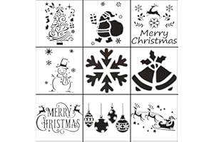 DSZAPACI 10er Set 42cm Schneespray Fenster Schablonen Weihnachten - Fenster Schneespray Sprühschablonen Wiederverwendbar Schablone Weihnachten Snow Foam Schneeflocken Spray Schnee Sprühschnee Fensterbilder
