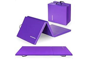 BalanceFrom Thick Tri-Fold Folding Exercise Mat with Carrying Handles for MMA, Gymnastics and Home Gym Protective Flooring 180cm x 60cm / 6ft x 2ft 2 Inch Thick - Multiple Colors