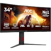 AOC CU34G4Z 34" 240Hz 1ms HDMI DP Adaptive Sync HDR400 WQHD FAST VA Curved 1500R Gaming Monit&ouml;r