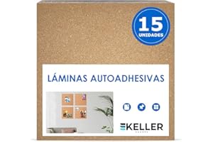 NURADA Fogli di sughero autoadesivi 300 x 300 x 4 mm (15 unità) Piastre in sughero isolanti e decorativi per pareti, pavimenti o fai da te