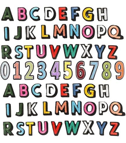 52 Lettres à Coudre Ou à Repasser Avec Bordure Noire - A-Z, Pour Customiser Vêtements, Sacs, Déco