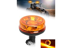 SUPAREE Lumière Stroboscopique LED Gyrophare LED 12/24V Gyrophare led Rotatif avec E9 6 Modes de Flash IP67 Étanche 16W Ambre pour Véhicules Agricoles Camion Chariots Élévateurs