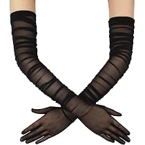 DIVINA VITAE Transparente Tüll Handschuhe Lange Damen Schwarz Spitzenhandschuhe 55cm Extra Lange Spitzen Handschuhe Geeignet Oper Kostüm Party Abschlussball Spielzeug