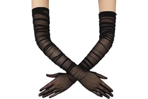 Hoseirty Damen Lange Tüll Hochzeit Handschuhe für Braut - 27,5 Zoll Ellenbogen Länge Vintage Sheer Tee Party Abend Prom Oper Handschuhe