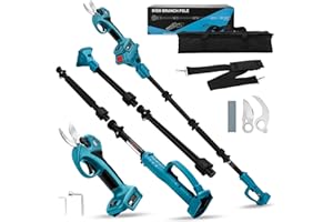 PANTHEM Secateur electrique sans fil avec Perche pour Makita 18V, Portée de 4,6 m, 45 mm Secateur Telescopique Electrique & Sécateur à Batterie, Professionnel Secateur de Jardin Moteur Sans Balai