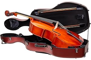 Crossrock CRF4050CEFRD - Custodia rigida in policarbonato per violoncello 4/4 con ruote | Finitura rossa opaca, 3 manici, spallacci staccabili, custodia esterna per spartiti