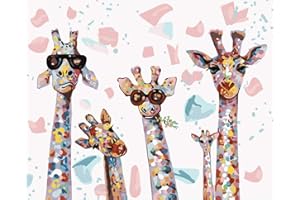 MAYSURBAN Malen Nach Zahlen Erwachsene Kinder Anfänger DIY Handgemalt Ölgemälde auf Leinwand Kit für Home Deko Geburtstag Weihnachten Geschenk,Giraffe-01,40X50CM