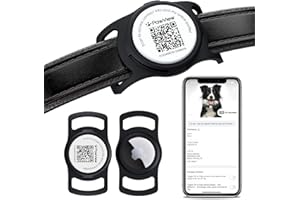 PawView AirTag Dog Collar Holder & Free App. Cat Tracker, Dog Tracker & Smart QR ID for Instant Location to Owner When Scanned, Pet Profile, Contact Info. Cat AirTag Collar & GPS Tracker