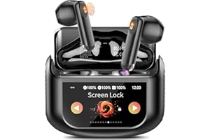 Niderson Wireless Earbuds with Smart Touch Screen, 2026 Bluetooth 5.4 Headphones In Ear with 4 ENC Noise Cancelling Ear Buds, 48H Deep Bass Bluetooth Earbuds, 5 EQ Modes/IPX7 Waterproof Earphone Black